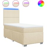  Krevet s oprugama i madracem krem 90 x 190 cm od tkanine | shoptok.hr