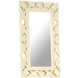 Maison Chic Ročno izrezljano Ogledalo - Zrcalo - Kozmetično ogledalo belo 80x50 cm trden mangov les, (21697822) | Shoptok.si
