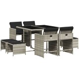 vidaXL Vrtna jedilna garnitura 9-delna z blazinami sv. siv poli ratan, (21071937) | Shoptok.si