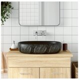 vidaXL Nadpultni umivalnik črn ovalen 59x40x14 cm keramika Cene
