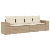  The Living Store Vrtna sedežna garnitura 4-delna z blazinami bež poli ratan - Vrtna Sedežna Garniture, (21443930) | Shoptok.si