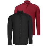 Dewberry DOUBLE SET G721 MEN'S SHIRT-BLACK-BURGUNDY | shoptok.hr