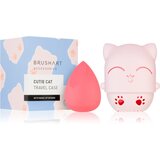 BrushArt Accessories Cutie Cat travel case with make-up sponge gobica za nanos make-upa s potovalnim etuijem | Shoptok.si