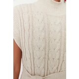 Trendyol Stone Belt Detailed Knitwear Sweater Cene