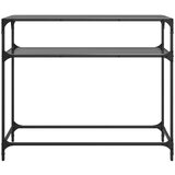 vidaXL Konzolni stol s crnom staklenom površinom 98x35x81 cm čelični | shoptok.hr