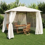 vidaXL Paviljon z dvojno streho, mrežnimi stenami krem 2,93x2,93 m | Shoptok.si