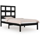  Posteljni okvir črn iz trdnega lesa 75x190 cm 2FT6, (20684905) | Shoptok.si