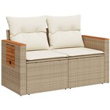  The Living Store Vrtni kavč z blazinami 2-sedežni bež poli ratan - Vrtni Kavč, (21461320) | Shoptok.si