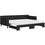 vidaXL izvlečna dnevna postelja z vzmetnicami črna 90x200 cm blago, (20999244) | Shoptok.si