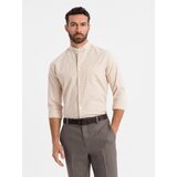 Ombre Men's linen shirt with collar and pocket REGULAR FIT - cream | Shoptok.si
