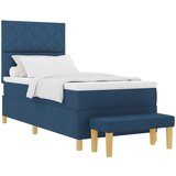 vidaXL Box Spring Krevet s Madracem i Klupom Plavi 90x190 cm Tkanina Cijene