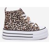 Boto Womens High Top Sneakers On Massive Platform With Clips Leopard Gold Olivana | Shoptok.si