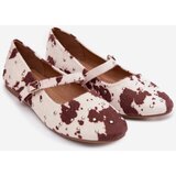Boto Embellished Women's Ballerinas with Strap in White-Brown Olivisse | Shoptok.si