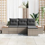  Sjedeća garnitura za vrt s jastukom 4 pcs Siva Poli Ratan | shoptok.hr