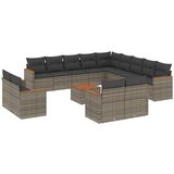 Maison Chic Seti vrtnega pohištva - Vrtna garnitura - Vrtni pohištvo set 14-delna z blazinami siv poli ratan, (21809186) | Shoptok.si