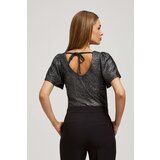 Marisse Black V-Neck Blouse With Puffed Short Sleeves | Eponuda.ba