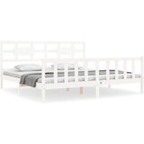 The Living Store Posteljni okvir z vzglavjem bel trden les - Posteljni Okvir, (21525827) | Shoptok.si