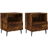 vidaXL Nočna omarica 2 kosa dimljen hrast 40x35x47,5 cm inženirski les | Shoptok.si