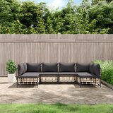 The Living Store Vrtna garnitura 6-delna z blazinami antracit poli ratan - Vrtna Sedežna Garnitura, (21479473) | Shoptok.si
