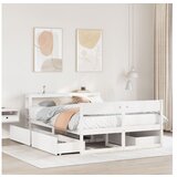 vidaXL Posteljni okvir brez vzmetnice bel 135x190 cm trdna borovina Cene