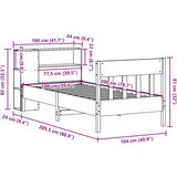  Krevet s regalom za knjige bez madraca 100 x 200 cm od borovine | shoptok.hr
