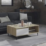 The Living Store Klubska mizica bela in sonoma hrast 90x60x35 cm iverna plošča - Klubska Mizica, (21575138) Cene