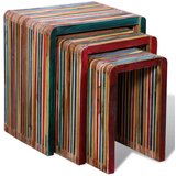 Furnova Komplet mizic 3 kosi barvit iz predelanega lesa, (21914188) | Shoptok.si