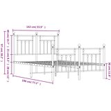 Metalni okvir kreveta uzglavlje i podnožje bijeli 135 x 190 cm | shoptok.hr