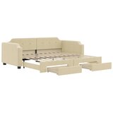  The Living Store Izvlečna dnevna postelja s predali krem 80x200 cm blago - Izvlečna Dnevna Postelja, (21497803) | Shoptok.si