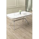 Hanah home trpezarijski sto Jita, 168 × 90 cm, ploča u dekoru belog mermera, hromirane noge | Eponuda.com