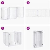 vidaXL Ograda za pse z vrati zložljiva 6 panelov bela 300cm topolovina | Shoptok.si