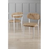 Hanah home set trpezarijskih stolica Onex 6 kom, kapućino bukle tkanina, bele drvene noge | Eponuda.com