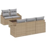 vidaXL 6-delni vrtni kavč komplet z blazinami bež poli ratan, (22093914) | Shoptok.si