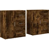 Maison Chic Komoda - Predalnik 2 kosa dimljeni hrast 60x31x70 cm inženirski les, (21722480)