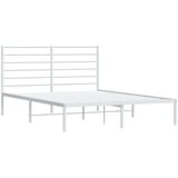 vidaXL Kovinski posteljni okvir z vzglavjem bel 135x190 cm | Shoptok.si