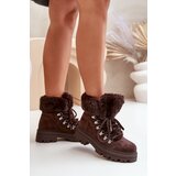 FI1 Laced Women's Boots With Fur Dark Brown Vaminia Cene