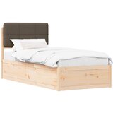 vidaXL Posteljni okvir z oblazinjenim vzglavjem Taupe 100 x 200 cm, (5000101522) | Shoptok.si