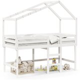 Maison Chic Postelja za odrasle - Posteljni Okvir z lestvijo in streho bel 80x200 cm borovina, (22082489) u