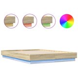 Maison Chic Posteljni okvir - Dvoposteljna postelja - Zakonska postelja LED diodami sonoma hrast 160x200 cm, (21692379) Cene