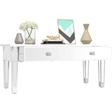 vidaXL Klubska mizica z ogledalom 106x45x45cm inženirski les in steklo | Shoptok.si