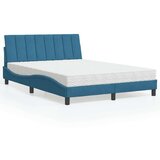 vidaXL Krevet s madracem plavi 140x190 cm baršunasti | shoptok.hr