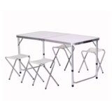  Sklopivi stol u obliku kovčega sa 4 sklopive stolice - 120 x 60 x 66 cm - bijeli | Shoptok.si