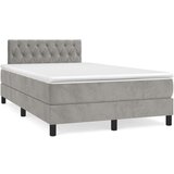 vidaXL Box spring postelja z vzmetnico svetlo siva 120x190 cm žamet | Shoptok.si