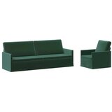  Set sofe 2 pcs Tamnozelena Baršun - Tamnozelena 1-Sjedalo + 3-Sjedalo (210 cm) | shoptok.hr