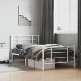 Furnova Kovinski posteljni okvir z vzglavjem in vznožjem bel 107x203 cm, (21942875) | Shoptok.si