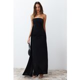 Trendyol Black Shiny Knitted Long Evening Evening Dress
