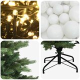  Umjetno božićno drvce s kuglicom 150 cm 150 LED lampica - 150 cm s LED žaruljama i bijelim kuglicama | shoptok.hr