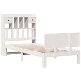 vidaXL Knjižna postelja brez ležišča bela 90x200 cm trdna borovina | Shoptok.si