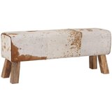  Klupa 110 x 30 x 45 cm Prava koža Smeđa i bijela | shoptok.hr