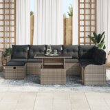vidaXL 9-delni vrtni set za sedenje z blazinami siva poli ratan | Shoptok.si